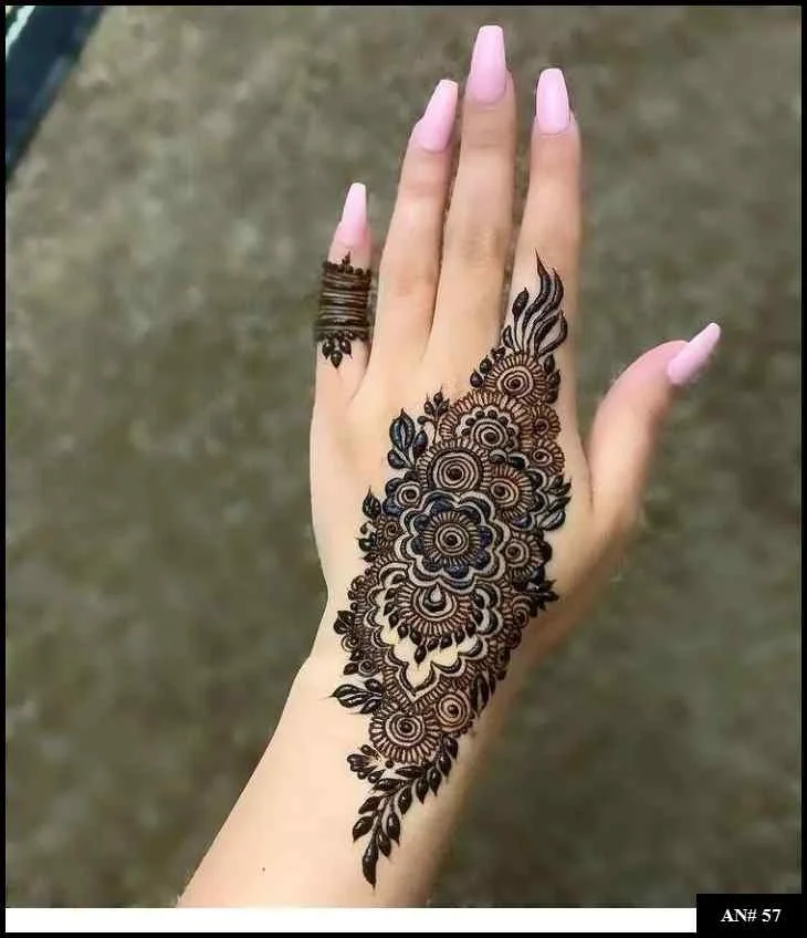 flower mehndi design for front hand