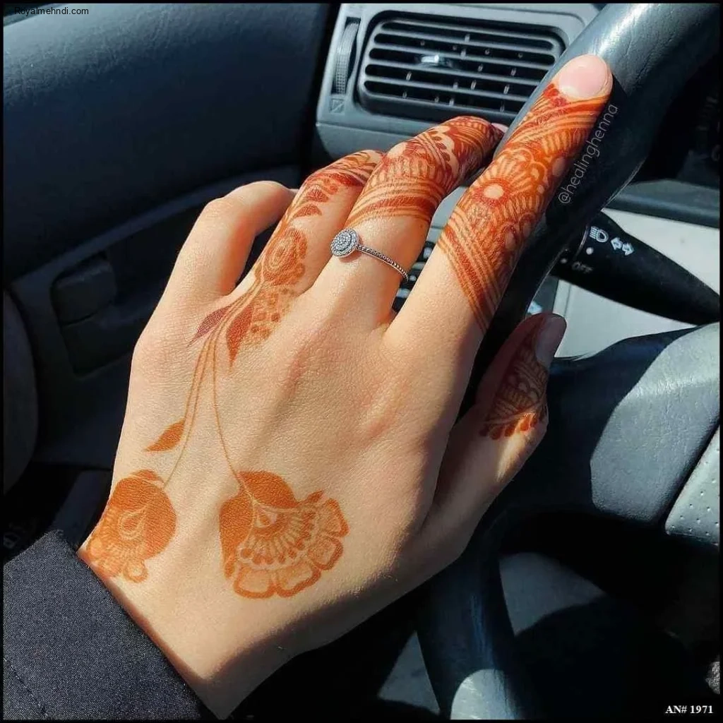 stylish back hand mehndi designs