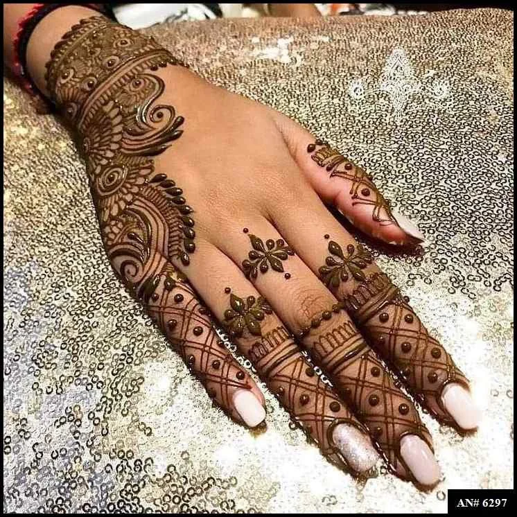 stylish back hand mehndi designs