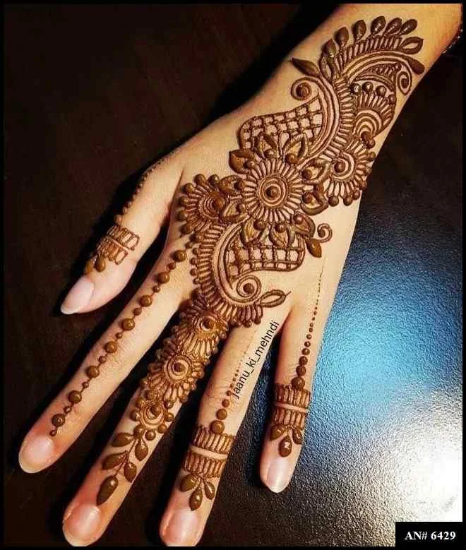stylish modern back hand mehndi design