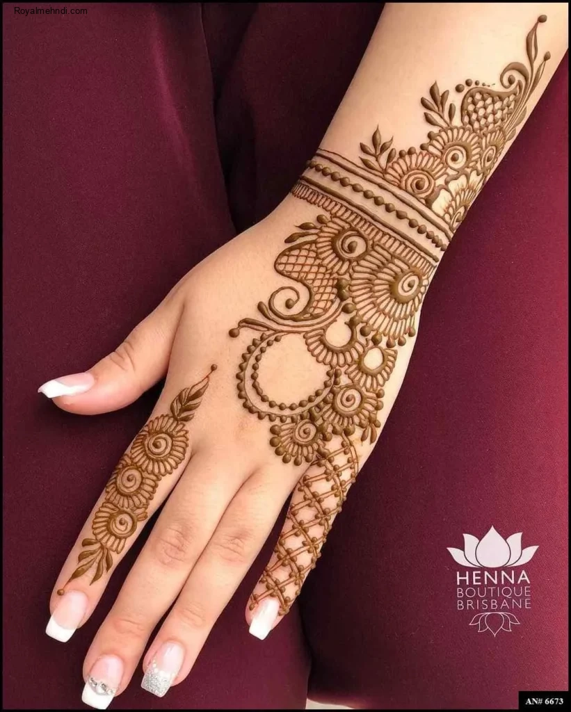 stylish back hand mehndi designs