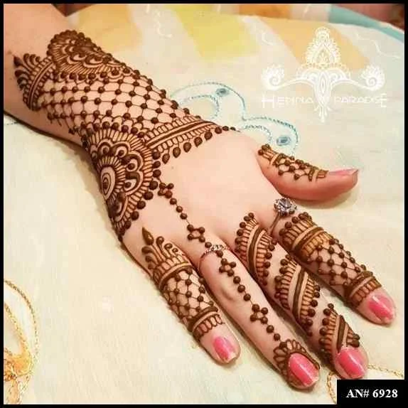 stylish full hand mehndi design back side