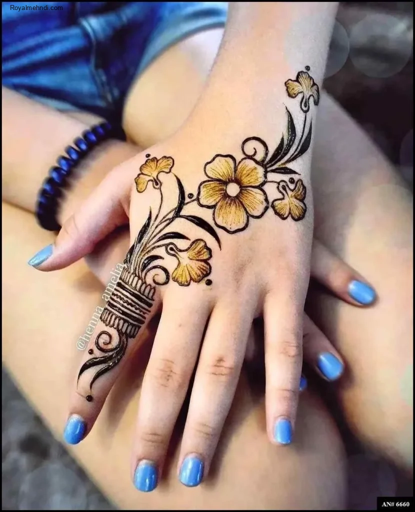 flower stylish back hand mehndi design