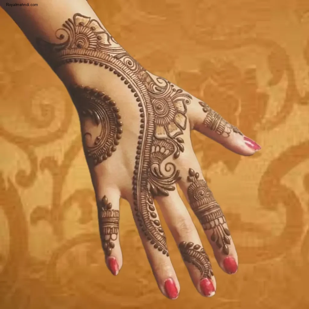 stylish full hand mehndi design back side