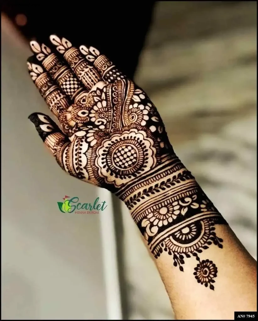 front full hand mehndi design