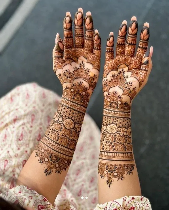 front full hand mehndi design