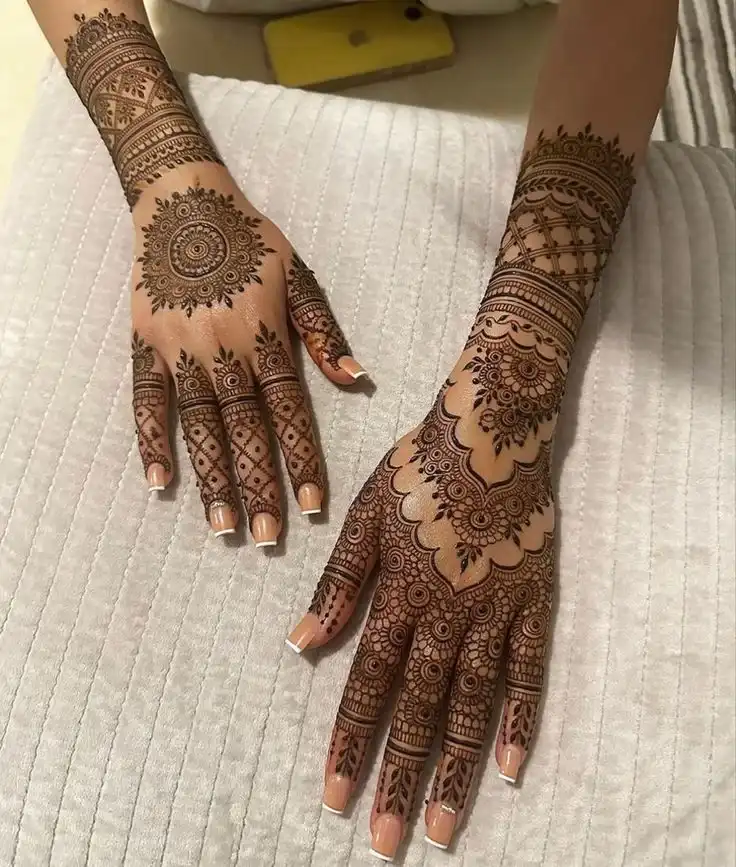 front full hand mehndi design