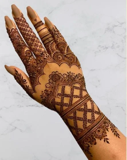 front full hand mehndi design