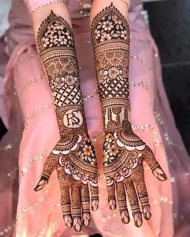 front full hand mehndi design