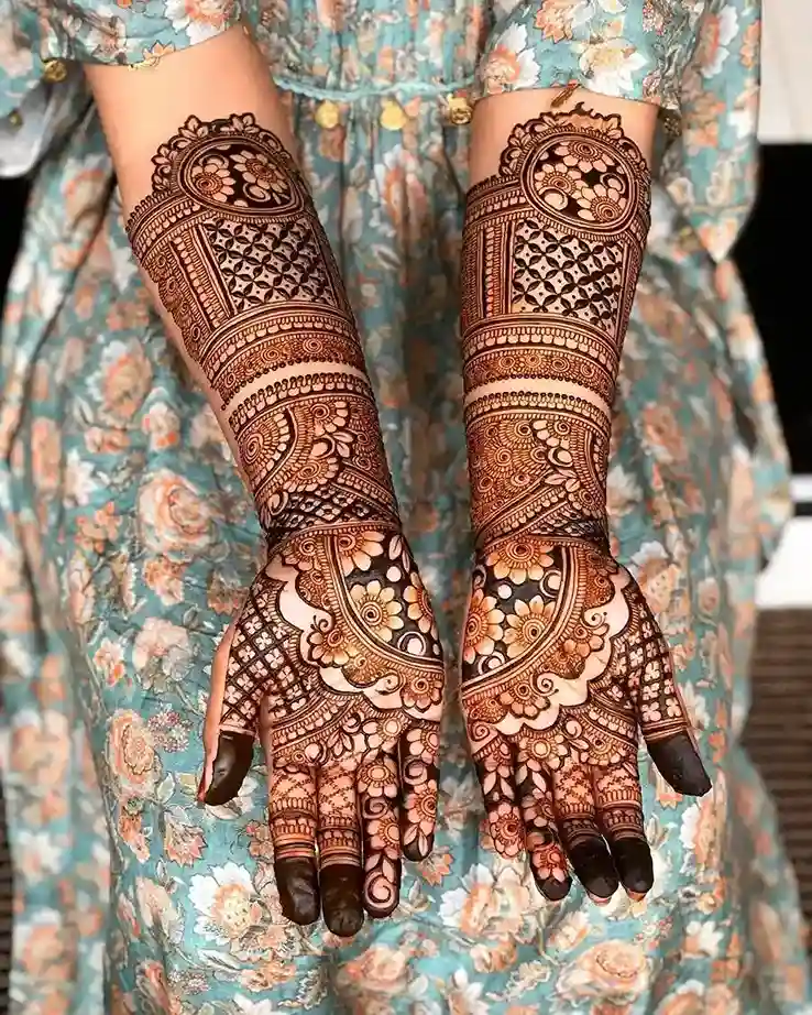 front full hand mehndi design