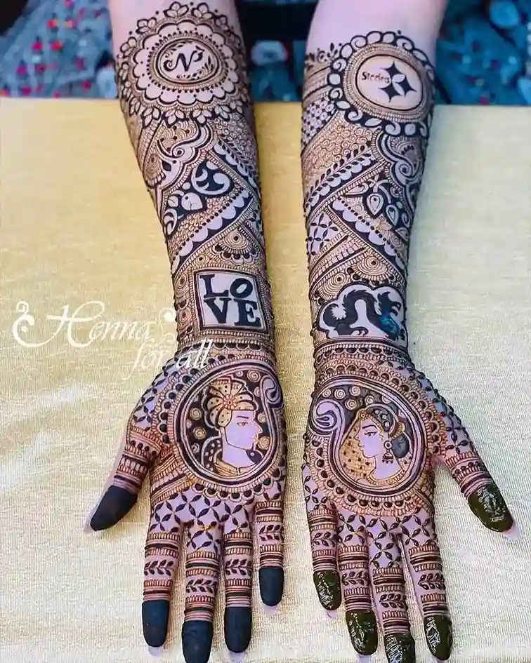 front full hand mehndi design