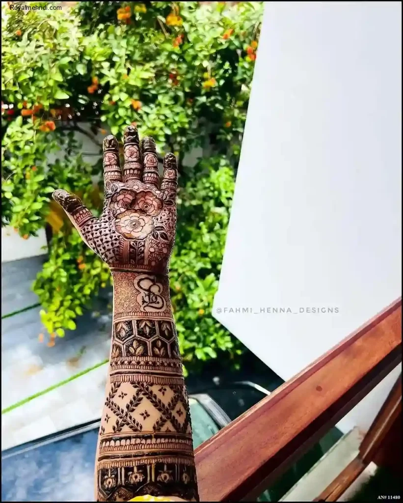 front full hand mehndi design