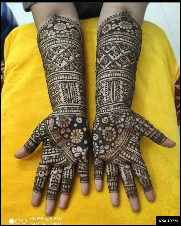 front full hand mehndi design
