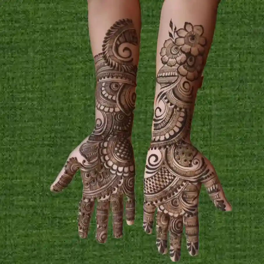 front full hand mehndi design
