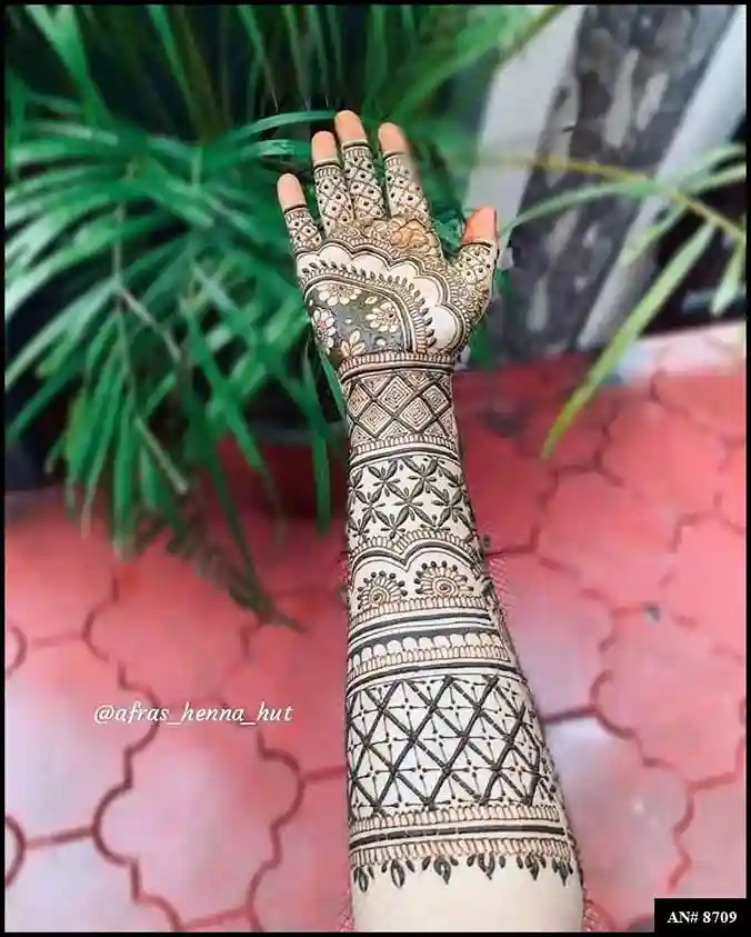front full hand mehndi design