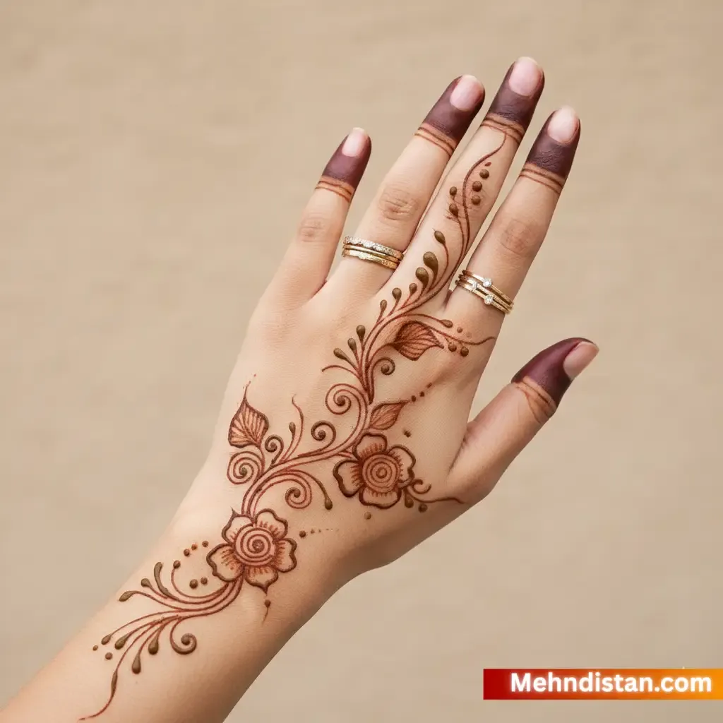 Khafif Mehndi Design Back Hand