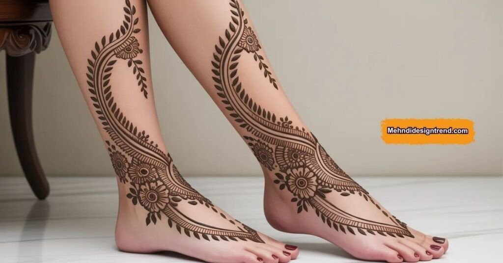 Stylish Leg Mehndi Design for Weddings
