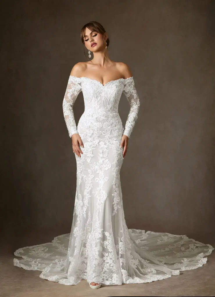 Diamond White Mermaid Sequins Tulle Dress With Sparkling Elegant Details
