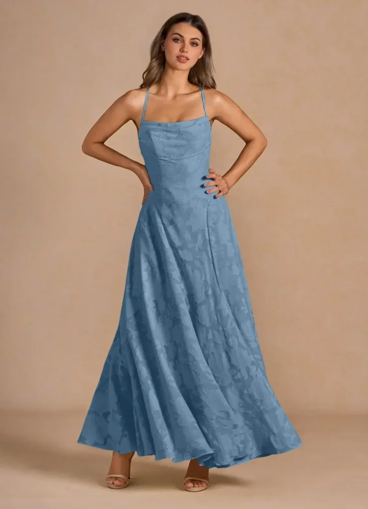 Marlo Steel Blue Corset Prom Dress With a Sleek Modern Style