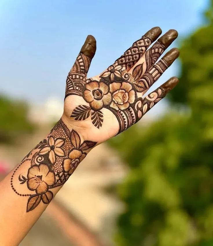 Floral Mehndi Design for Front Hand idea