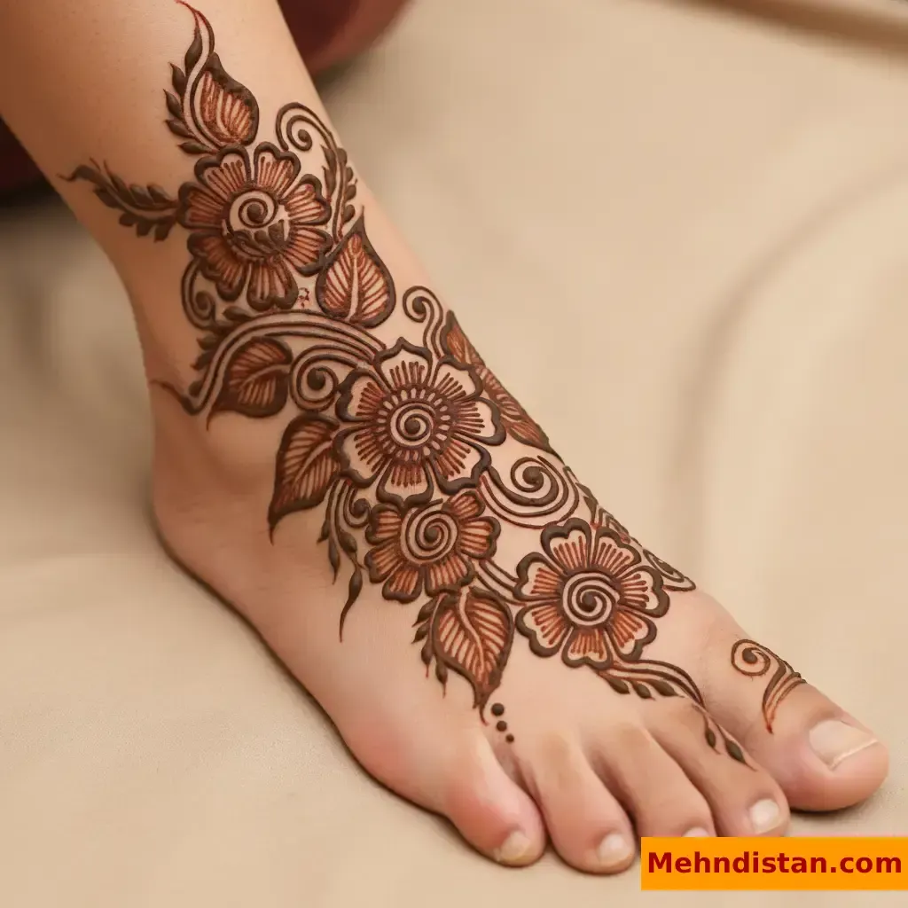 Stylish Foot Mehndi Design idea
