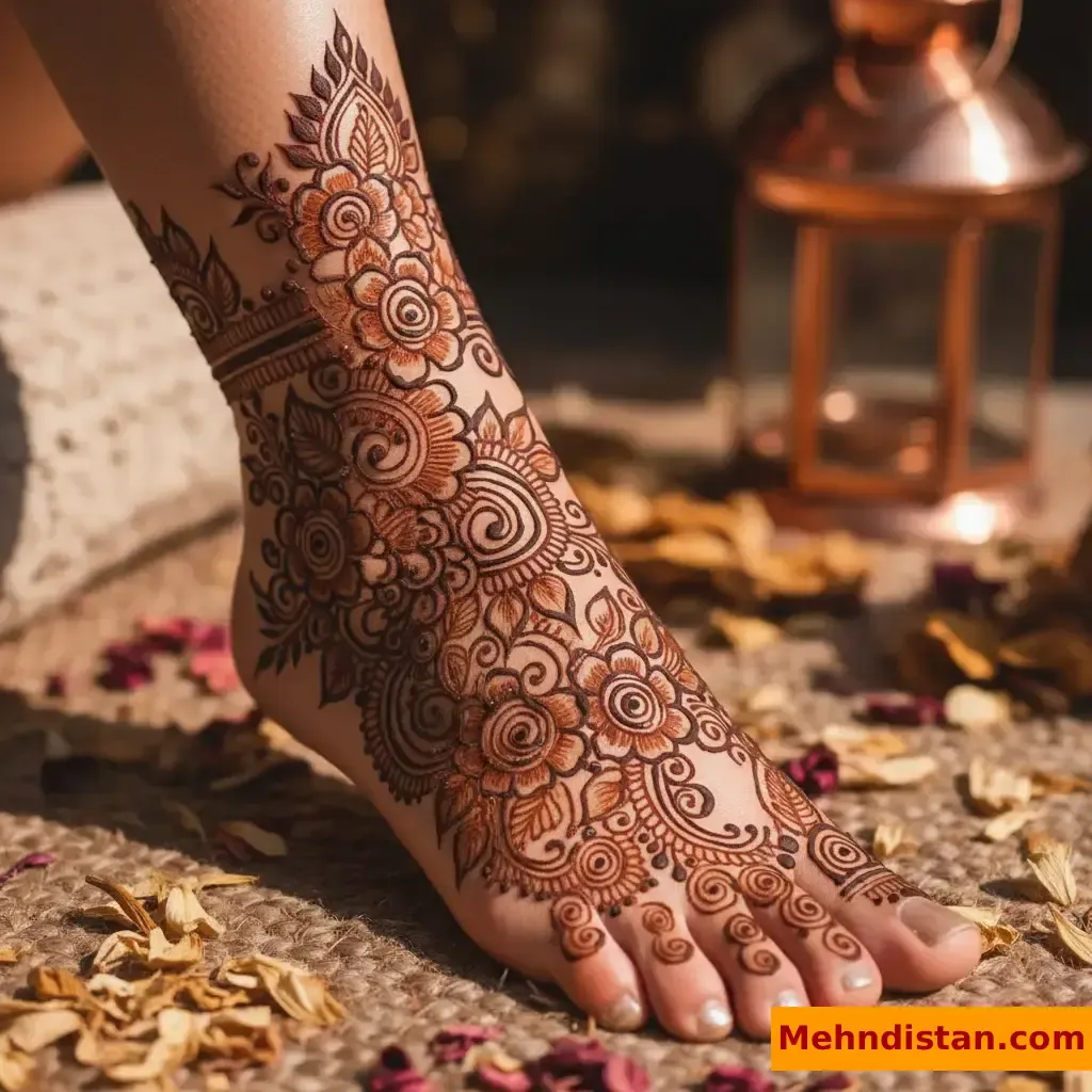 Stylish Foot Mehndi Design idea
