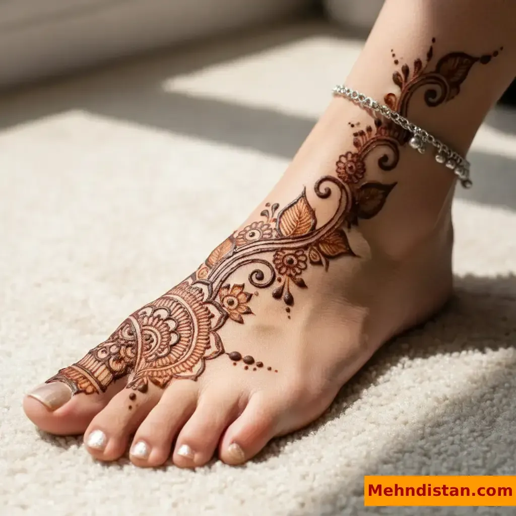 Stylish Foot Mehndi Design idea
