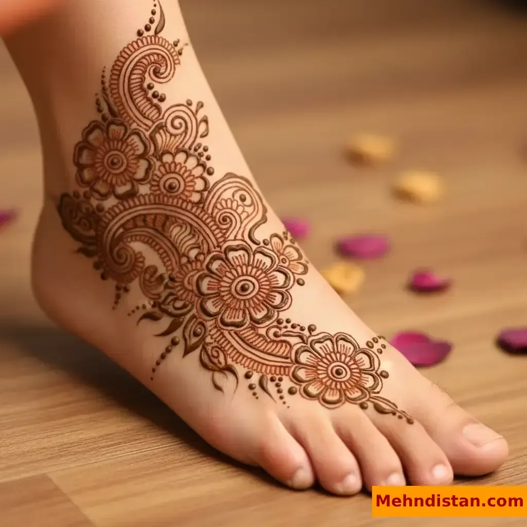 Stylish Foot Mehndi Design idea