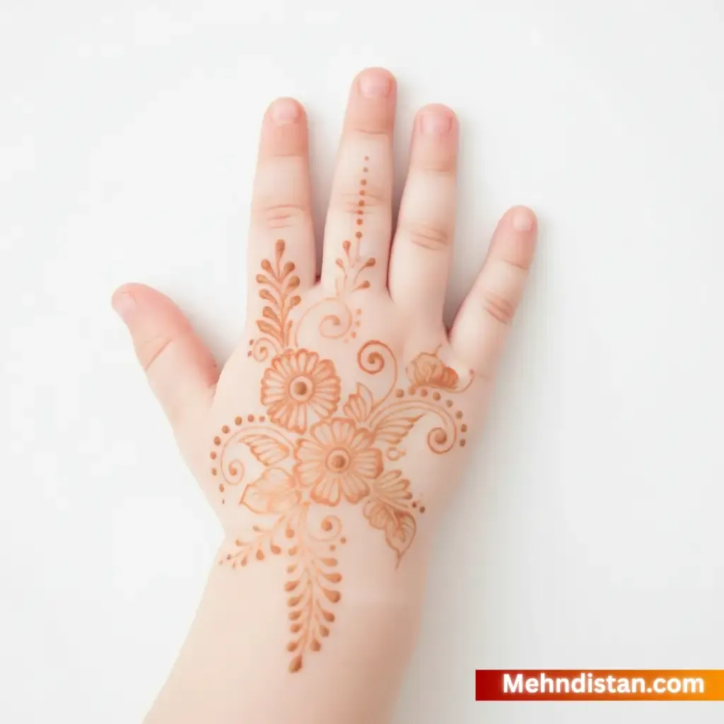 Girl Mehndi Design idea for younger kids