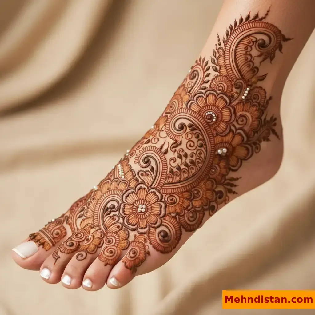 Stylish Foot Mehndi Design idea