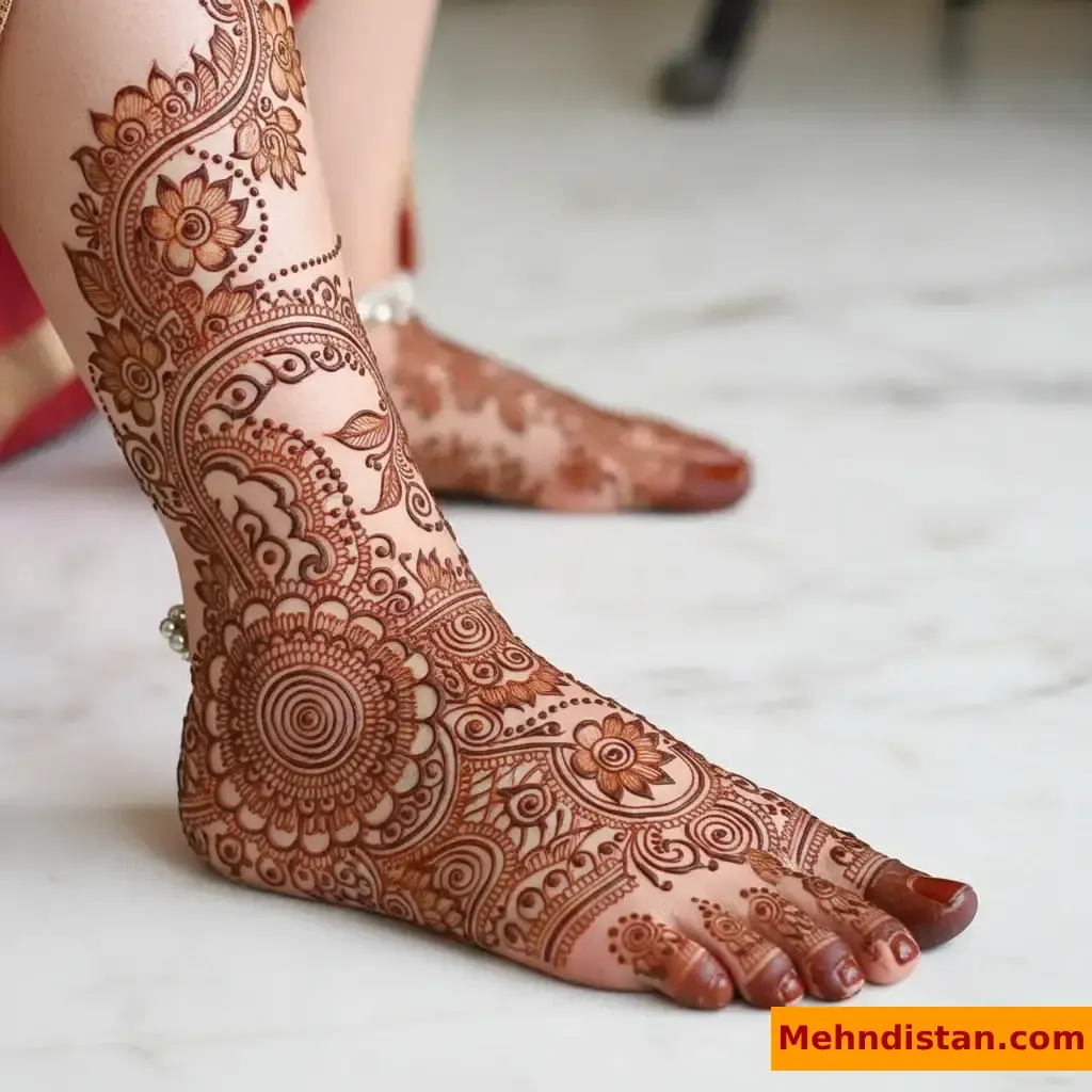 Stylish Foot Mehndi Design idea