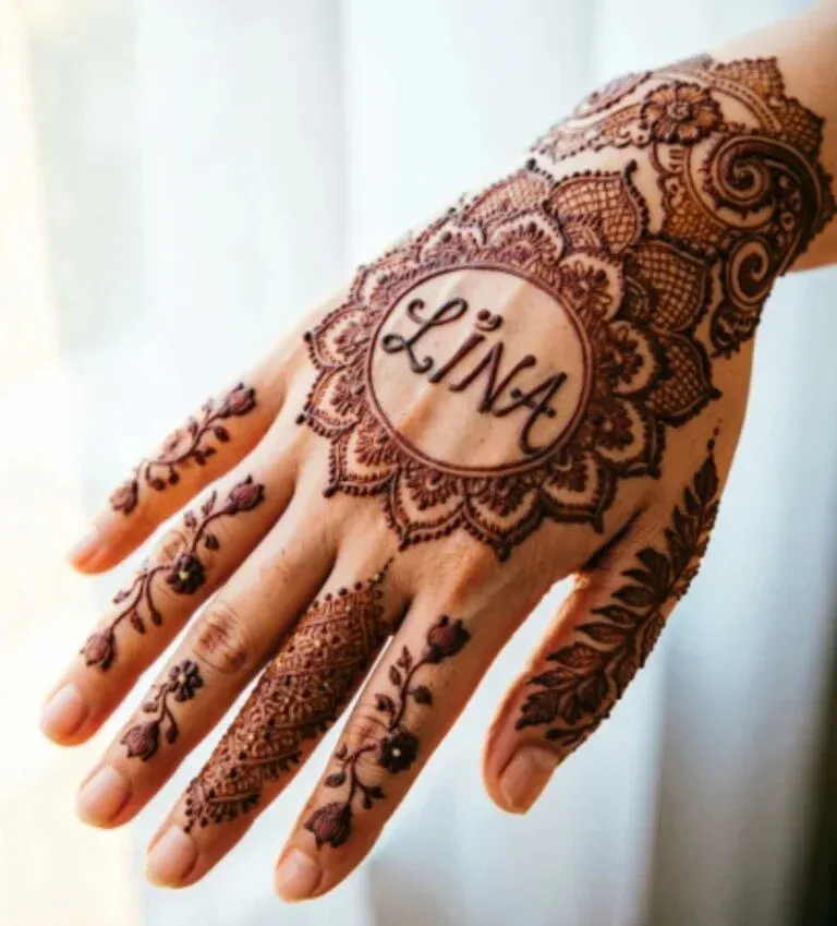 Simple Mehndi Design With Name idea