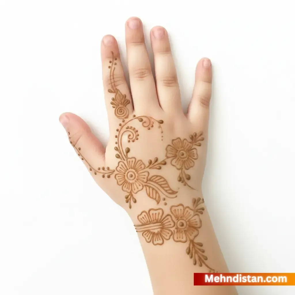 Girl Mehndi Design idea back hand