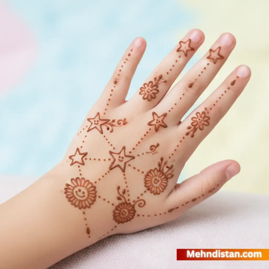 Girl Mehndi Design idea back hand