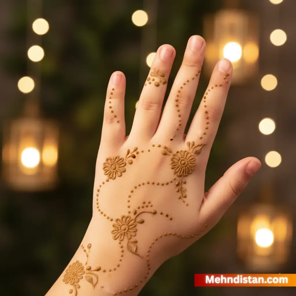 Girl Mehndi Design idea back hand