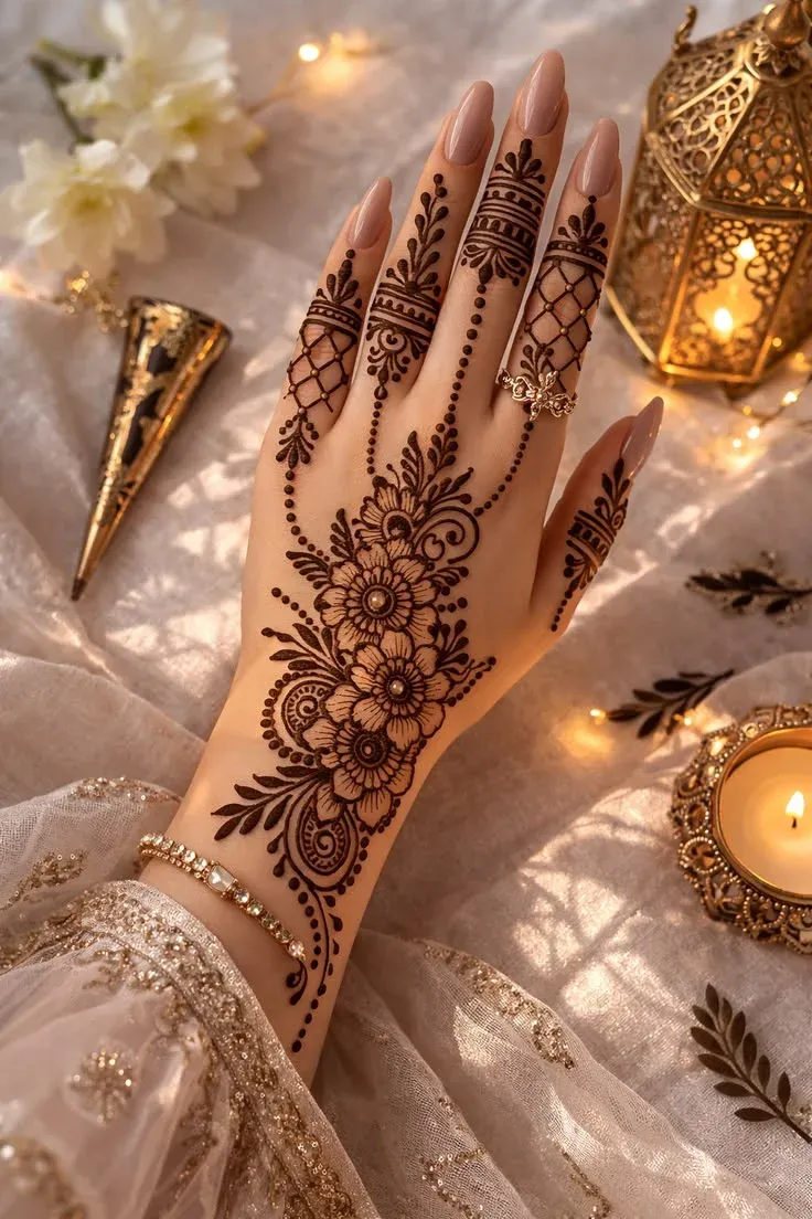Floral Mehndi Design for Front Hand idea