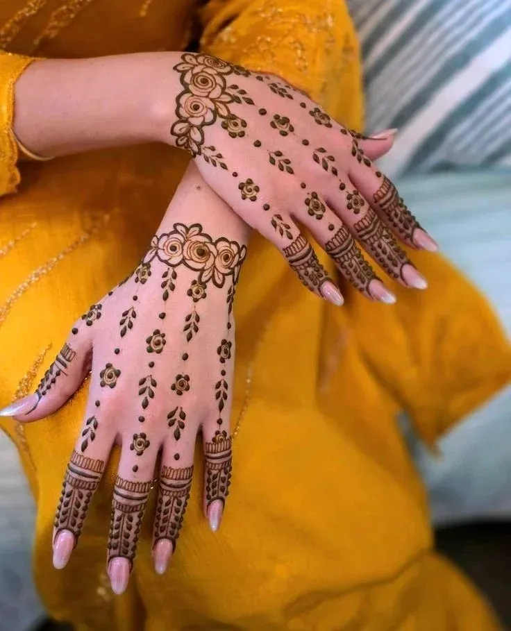 Floral Mehndi Design for Front Hand idea