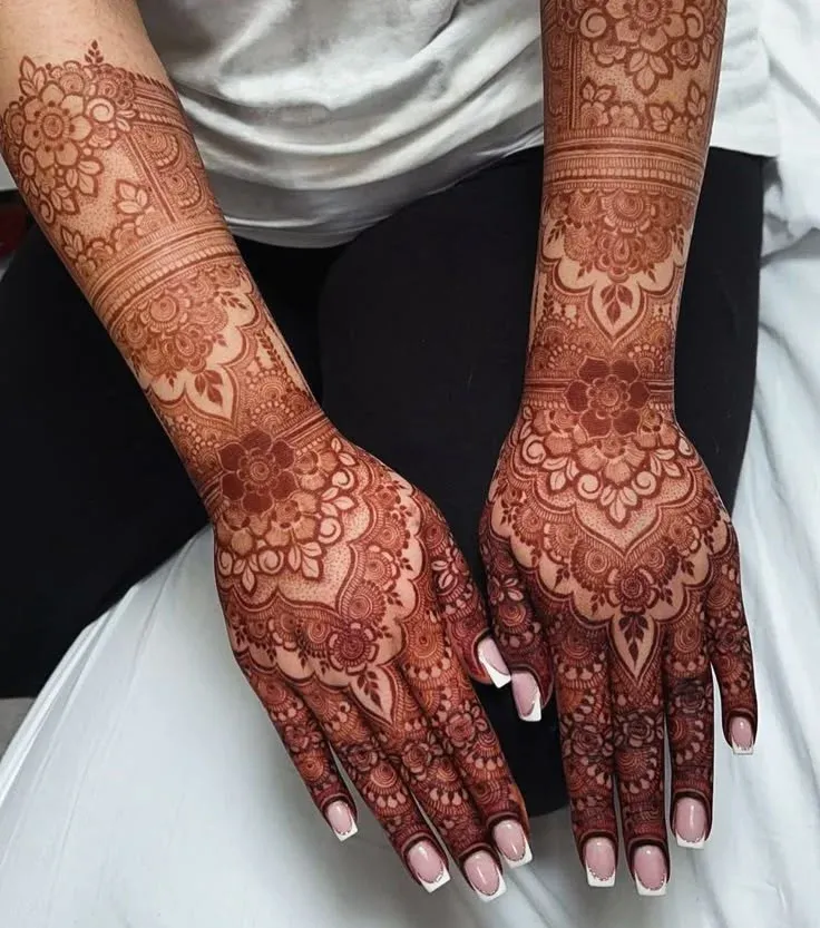 Modern Full Hand Mehndi Design idea