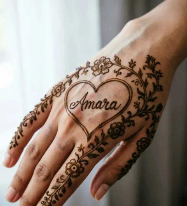 Simple Mehndi Design With Name idea