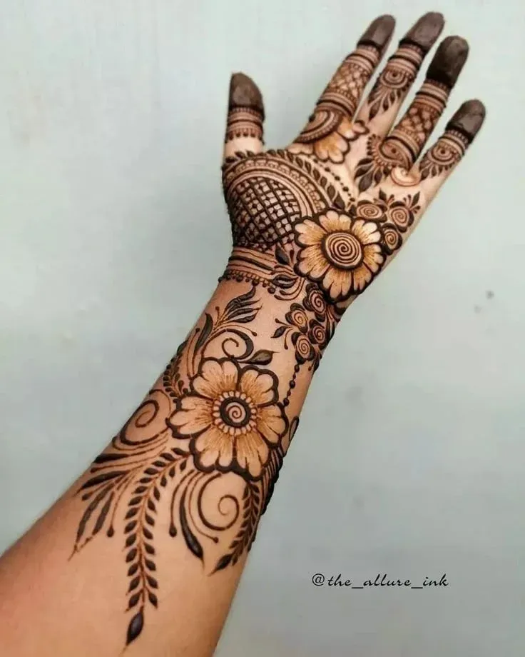 Floral Mehndi Design for Front Hand idea