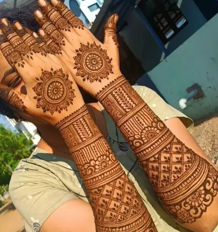 Modern Full Hand Mehndi Design idea