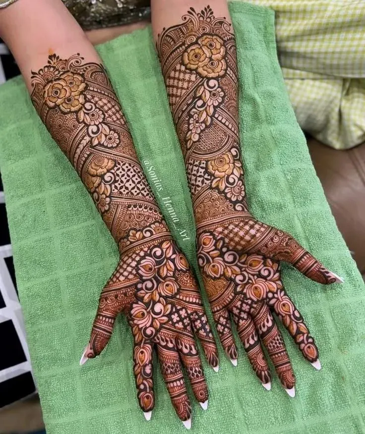 Modern Full Hand Mehndi Design idea
