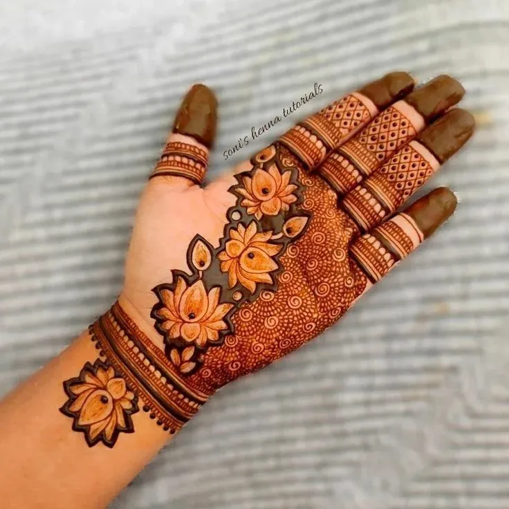 Floral Mehndi Design for Front Hand idea