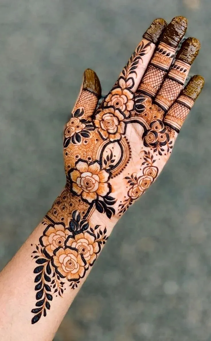 Floral Mehndi Design for Front Hand idea