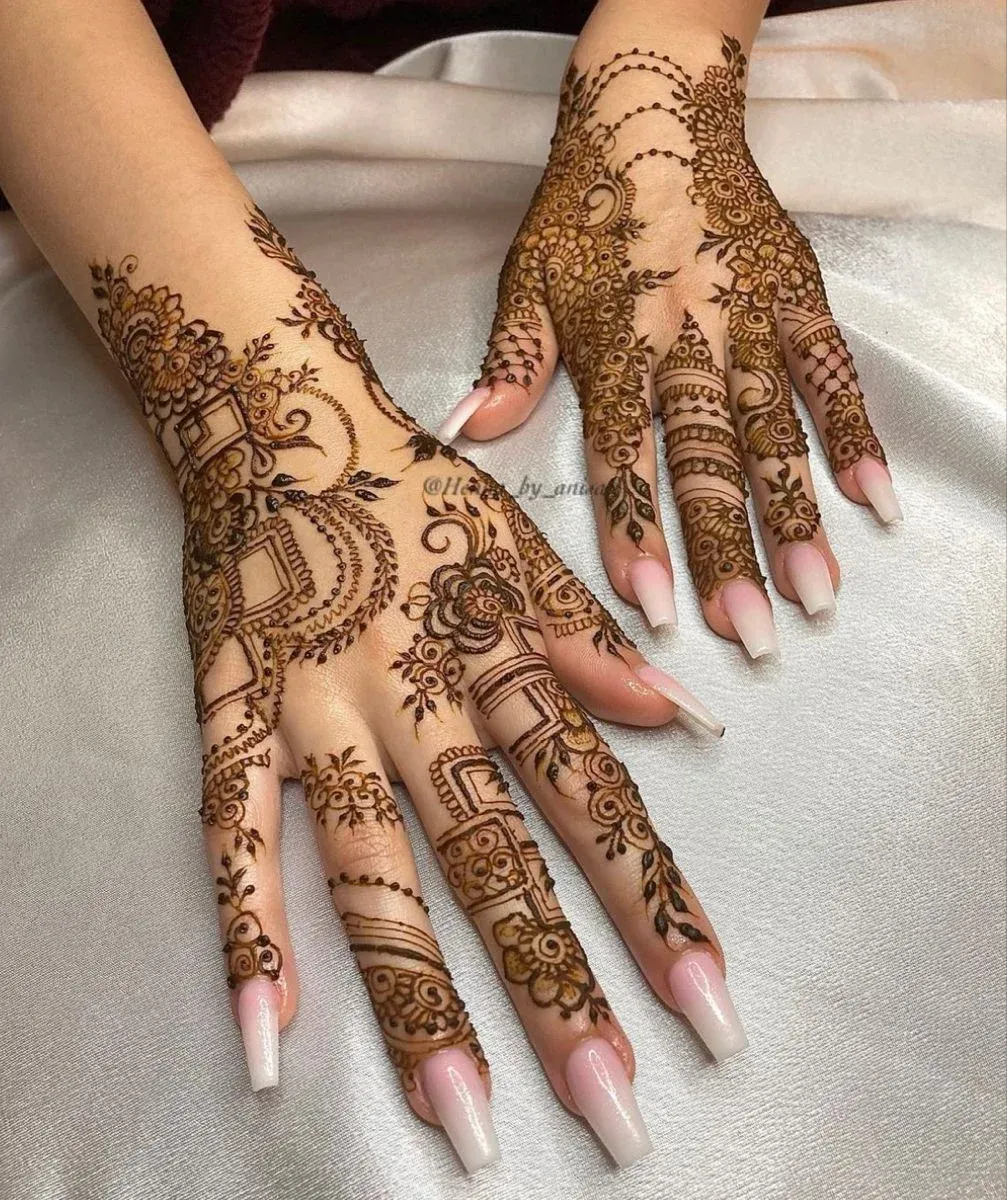 Modern Full Hand Mehndi Design idea