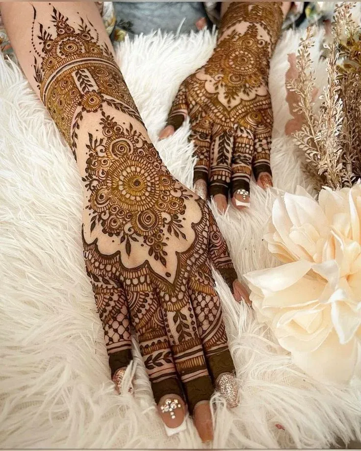 Modern Full Hand Mehndi Design idea