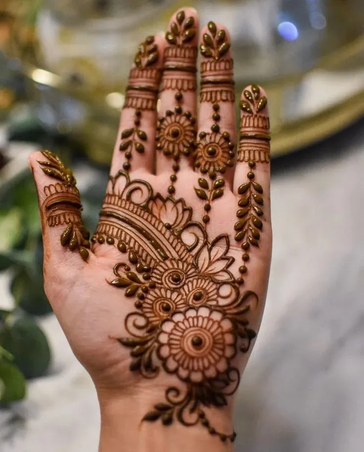 Punjabi Royal Front Hand Mehndi Design idea
