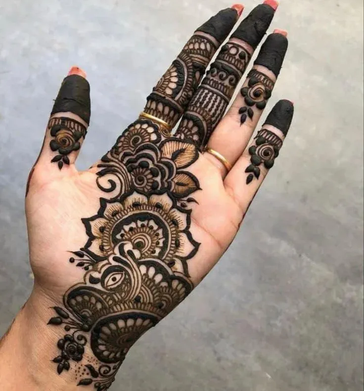 Punjabi Royal Front Hand Mehndi Design idea