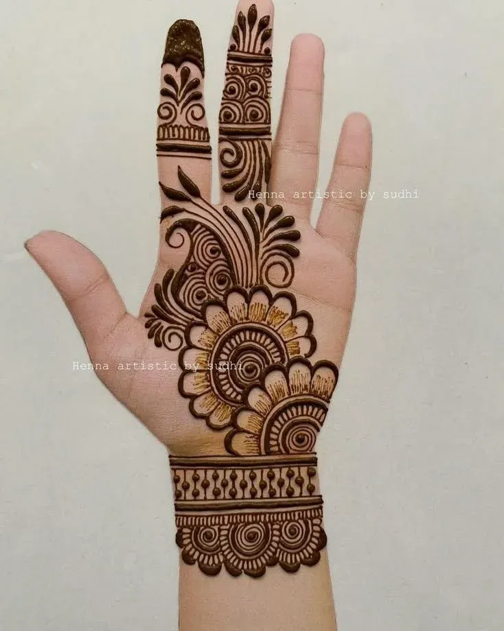Punjabi Royal Front Hand Mehndi Design idea