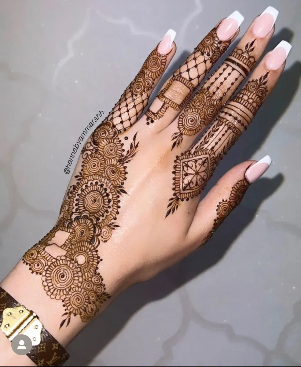 Punjabi Royal Front Hand Mehndi Design idea